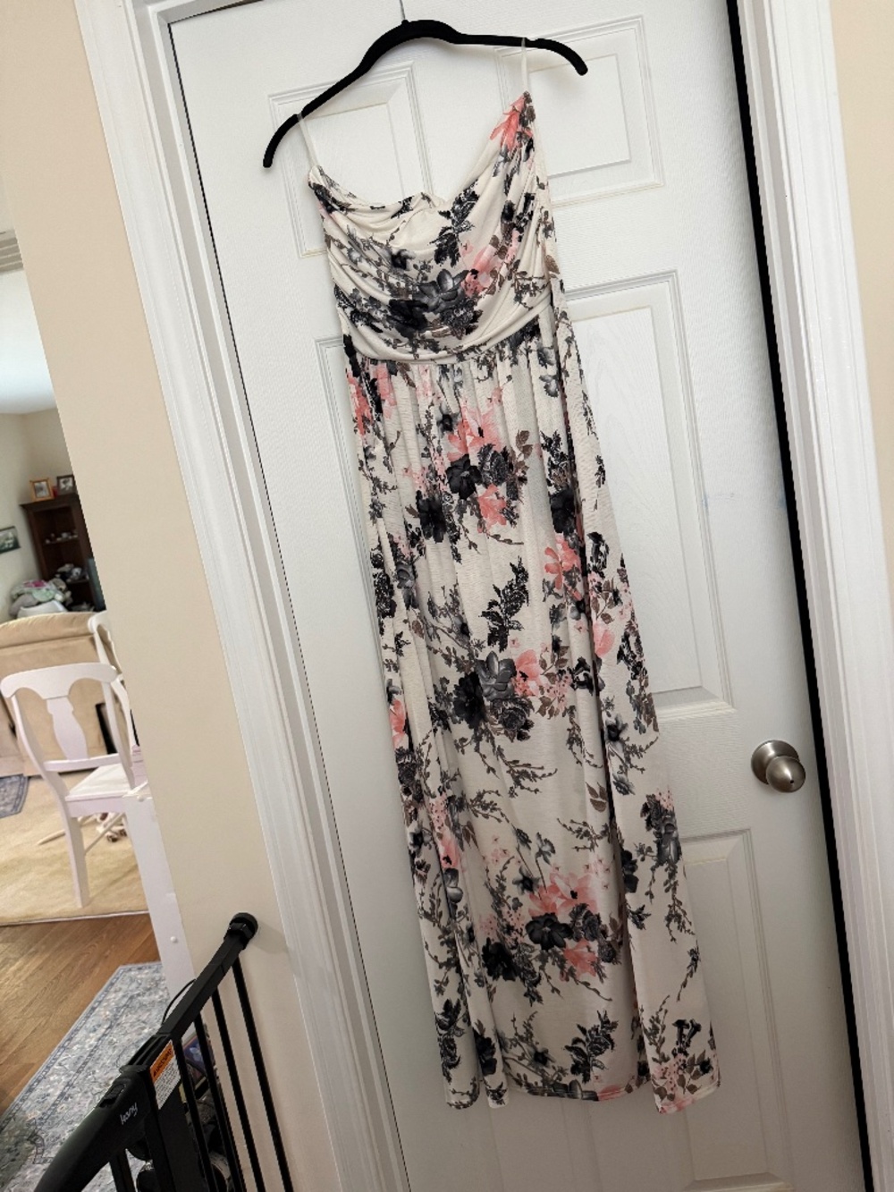 Vanilla Bay Strapless White Floral Maxi Dress Size L